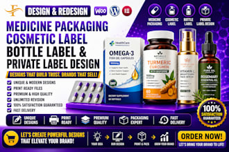 design medicine packaging, cosmetic label, bottle label and private label design