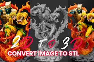 convert 2d image to 3d stl model figurine toy from image for resin 3d printing