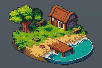isometric pixel game art retro pixel asset pixel  tileset art sprite environment