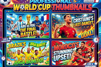 create viral world cup soccer youtube thumbnails for highlights