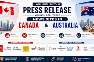 publish your press release on high reputable news sites in canada and australia