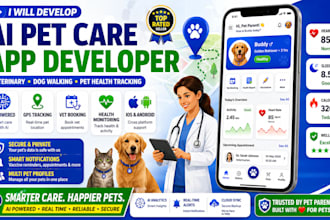 develop ai pet care app, veterinary dog walking app, pet health tracking system