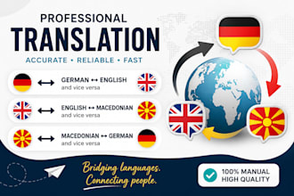professionally translate german, english, macedonian