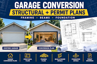 design garage conversion structural plans, framing and load bearing wall plan