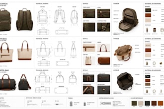 create bag tech packs and technical drawings for manufacturing
