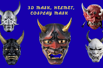 do 3d print and paint  3d mask 3d helmet cosplay oni mask halloween mask stl