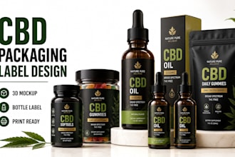 design premium cbd packaging, bottle, pouch packaging and product labels