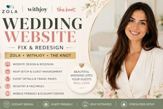 fix and redesign zola wedding website withjoy the knot rsvp website