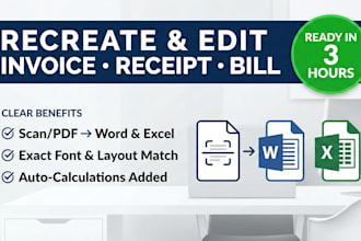 professionally restore, recreate and changes invoice, receipt, bill book
