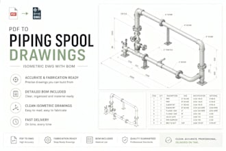 convert pdf to piping spool drawing autocad isometric dwg with bom