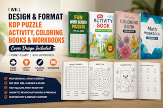design and format KDP puzzle books, activity books, coloring books and workbooks