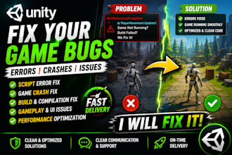 fix unity errors, bugs, and game crashes quickly