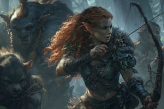 create dnd character art, fantasy character illustration and concept art