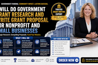 do government grant research and write proposal for nonprofit and small business