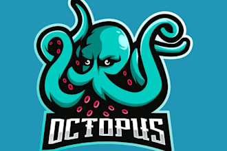 create octopus mascot logo design for your brand