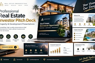 design real estate investor pitch deck, property and development presentations