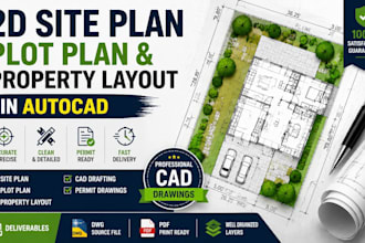 draw 2d site plans, plot plans and property layouts for city permits in autocad