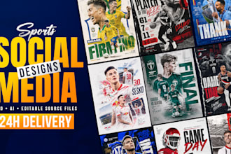 design professional sports social media posts and match day graphics