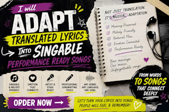 adapt translated lyrics into singable performance ready songs