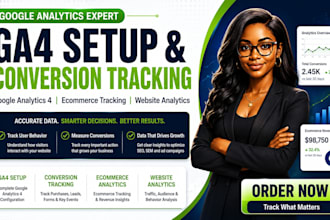 setup ga4 google analytics, conversion tracking and ecommerce website analytics
