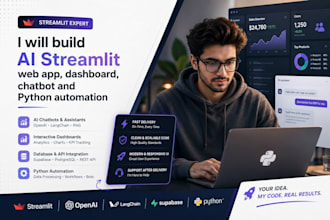 build ai streamlit web app dashboard chatbot and python automation