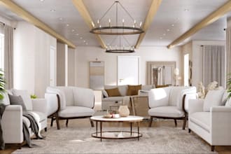 convert dwg plan to 3d apartment interior,basement render, open plan living, skp