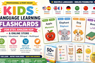 design  kids language flashcards, charades learning flashcard