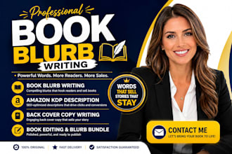write bestselling book blurb, amazon kdp description, authors bio, book blurb