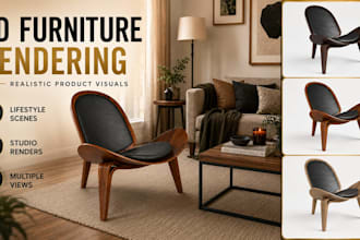 create 3d product rendering and furniture renders
