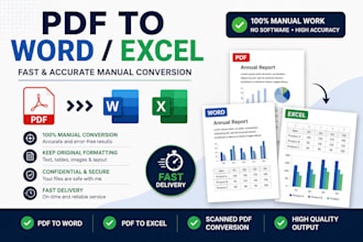 convert pdf to word or excel manually
