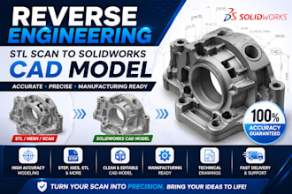 do reverse engineering and convert stl scan to solidworks cad model