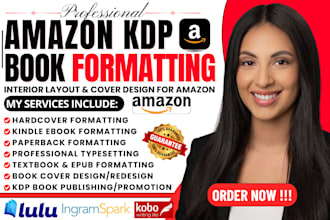 textbook formatting, manuscript formatting and book layout design KDP paperback