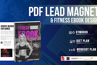 design pdf lead magnet gym workout plan, health and fitness ebook, diet plan