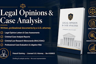 draft a US attorney legal opinion letter and comprehensive case assessment