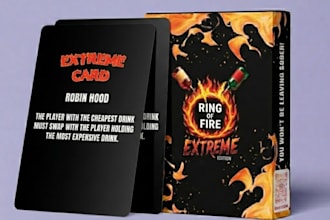 create playing card game design adult party card deck, card box and mockup