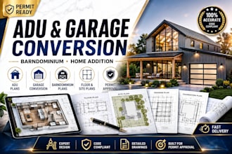 design adu plans, garage conversion, barndominium plans, floor plans, site plans