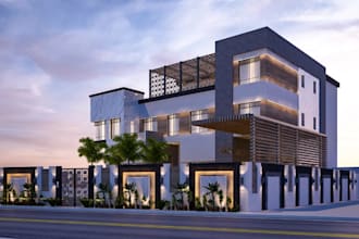 refine luxury private villa, cgi property estate imagery,home external visualize