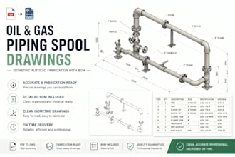 draft oil and gas piping spool drawings in autocad with isometric fabrication