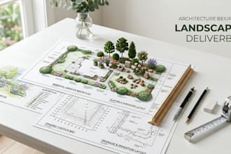 create landscape design, grading plan, drainage plan and flower garden layout