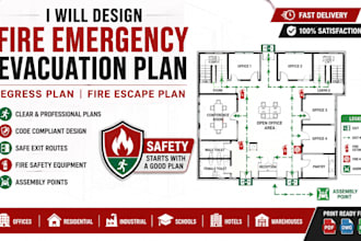 design fire emergency evacuation plan, egress plan and fire escape plan