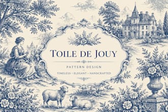 design custom toile de jouy seamless patterns for clothing and home decor