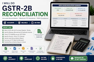 do gst reconciliation in excel for gstr 2 b and purchase reg
