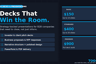 design a professional pitch deck, business proposal, or executive presentation