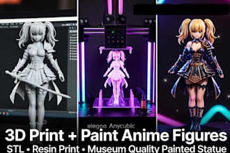 3d print and paint anime figure model action figure statues stl resin printing