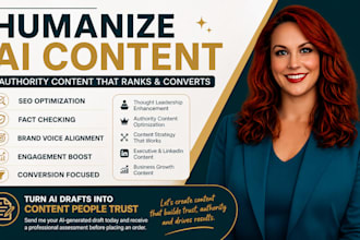 humanize ai content, optimize SEO,  fact check and strengthen brand authority