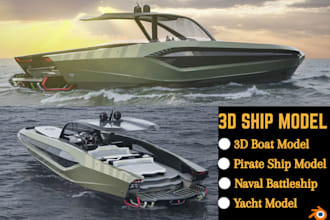 create realistic 3d boat model stylized pirate ship model yacht interior model