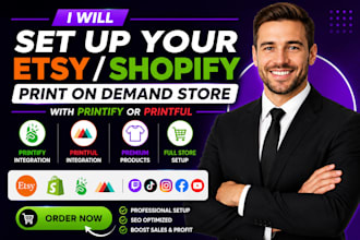 setup etsy shopify print on demand etsy printify printful print on demand store