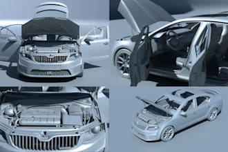 design 3d car body kit, custom car parts, widebody kit and cad model