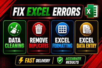 do excel data cleaning, formatting and fix excel errors