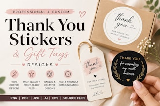 design thank you stickers and gift tags